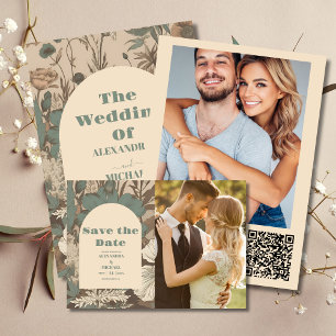 Soft muted earth tones Wildflowers Wedding Save The Date