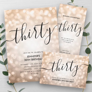 Modern Rose Gold Glitter Lights 30th Birthday  Classic Round Sticker