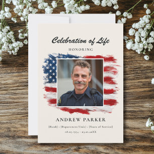 Celebration of Life Photo Patriotic Funeral Beige Banner