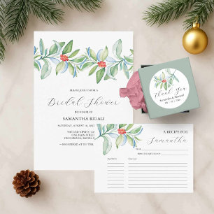Printable Recipe Cards Watercolor Christmas