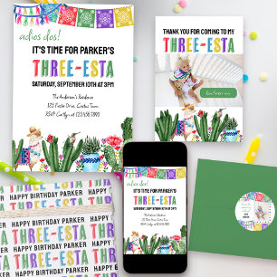3rd Birthday Three-Esta Colourful Mexican Fiesta Invitation