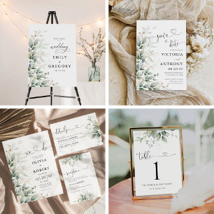 Eucalyptus Leaf Greenery Save The Date Card