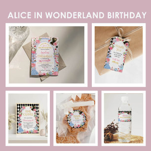 Alice in Wonderland 1st Birthday Invitation