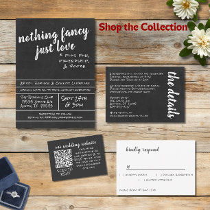 Nothing Fancy Just Love Simple Casual Chalkboard All In One Invitation