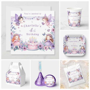 Enchanted Purple Fairy garden - Birthday  Paper Plate