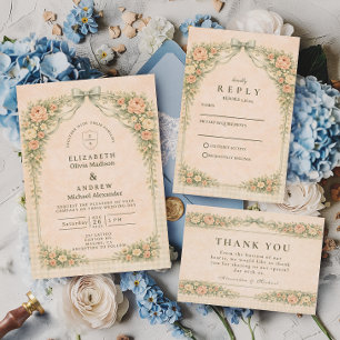 Elegant Vintage Rose Arch Wedding RSVP Card