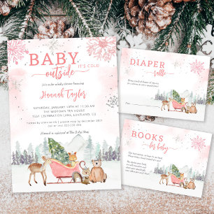 Baby It's Cold Outside Winter Girl Baby Shower Invitation