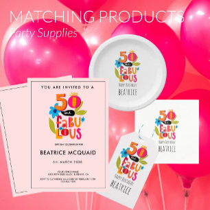 50 and Fabulous 50th Birthday Whimsical Lettering  Invitation