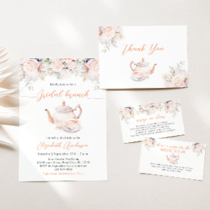 Pastel Blooms Bridal Shower Tea Party Invitation