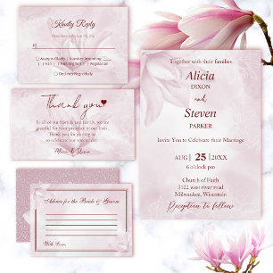 Ethereal Magnolia Flower, Wedding  Invitation