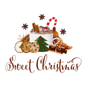 Sweet Christmas Frappuccino Cookie Cinnamon Art Holiday Card