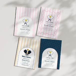 Preppy Country Club Pickleball Birthday Party Invitation