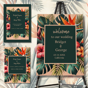 colourful Exotic Tropical Hawaiian Floral Wedding  Invitation
