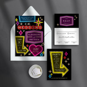 Neon Sign Vegas Wedding RSVP Enclosure Card