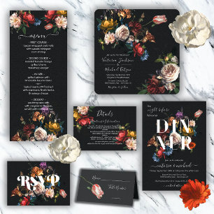 Rembrandt Floral Dark & Moody Wedding Invitation