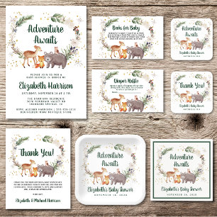 Winter Woodland Animals Couples Baby Shower Invitation