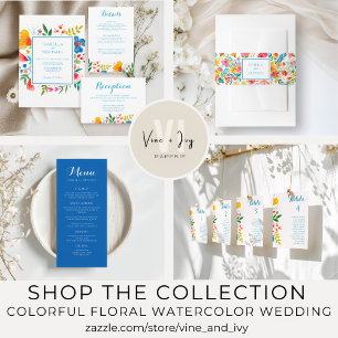 Colourful Watercolor Floral Wedding Invitation