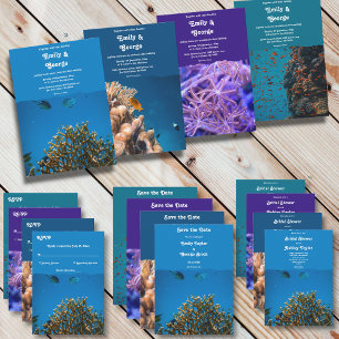 Navy Underwater Sea Fish Reefs Ocean Beach Wedding Invitation