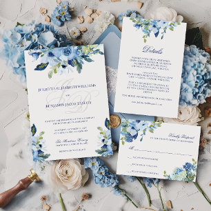 Juliette Floral Dusty Blue Catholic Wedding Invitation