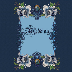 Elegant blue celtic design  all in one invitation