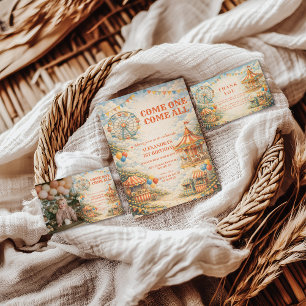 Vintage Carnival Circus Birthday Napkin