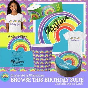 Bright  Rainbow Birthday Party Paper Plate