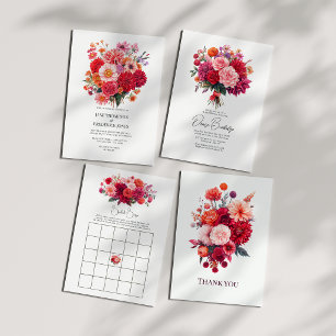 Fuchsia, Blush & Coral Bright Floral Bridal Shower Invitation