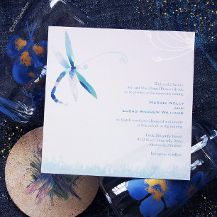 Song of Dragonfly Whimsical Blue Wedding Invitation