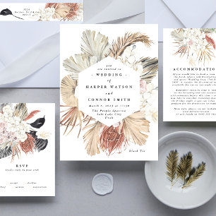 Floral Pampas Grass Tropical Jungle Invitation
