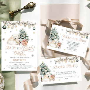 Cold Outside Cute Polar Bear Baby Shower Invitation