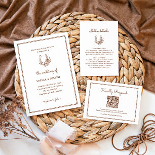 Floral Horseshoe   Western Wedding Guest Details Enclosure Card