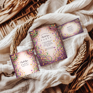 Festive Ribbon Mask Mardi Gras Masquerade Invitation