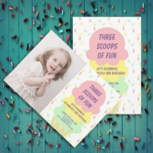 Ice Cream 3rd Birthday Invitation
