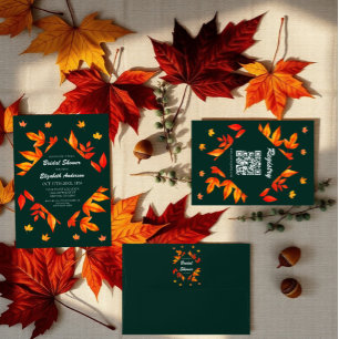 Modern Rustic Autumn Leaves Bridal Shower Envelope