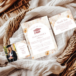Modern Botanical Arch Graduation Invitation