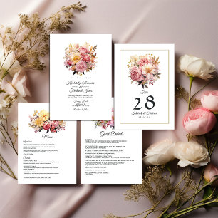 Blush and Gold Floral Wedding Menu