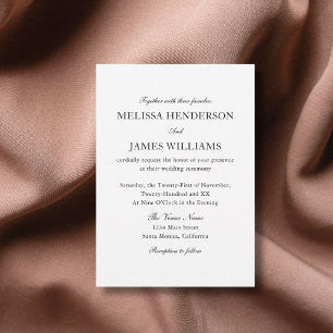 Classic Wedding Traditional Photo White Invitation