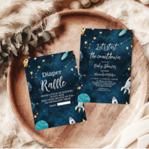  Space Outer Baby Shower Navy Books for Baby Enclosure Card