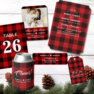 buffalo plaid rustic winter wedding favour favour box