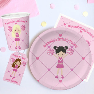 Pretty Custom Cheerleader Girls Pink Birthday Paper Cups