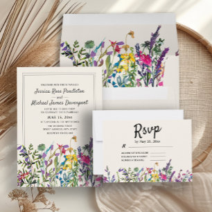 Watercolor Wildflowers Country Wedding  Envelope