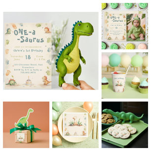 Dinosaur 1st Birthday Thank You Stickers