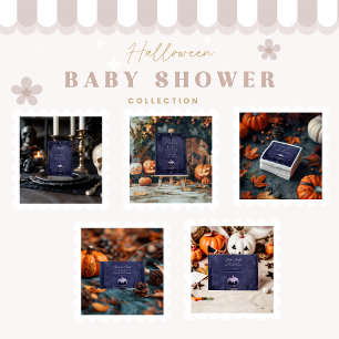 Dark Gothic Purple Halloween Baby Shower Invitation