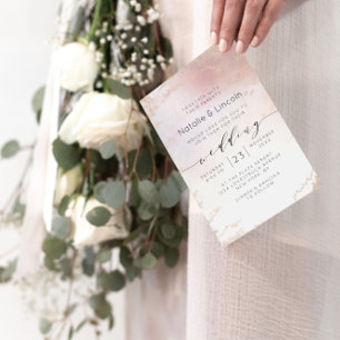 Ombre Blush Pink Frosted Foil Luxe Wedding Square Invitation