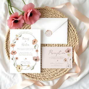 Boho Icelandic Watercolor Iceland Poppy Flowers Menu