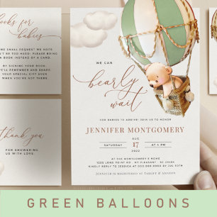 Green Bear Balloon Baby Shower Gender Neutral Napkin