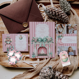 Pink Coquette Christmas Classic Round Sticker