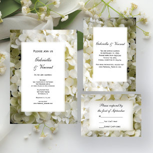White Hydrangea Floral Wedding RSVP Card