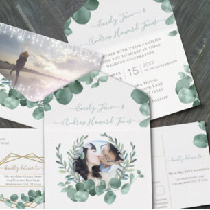 Apple Green Black Unique Damask Wedding Invitation