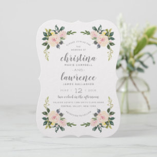 Spring Floral Blush   Square Wedding Invitation